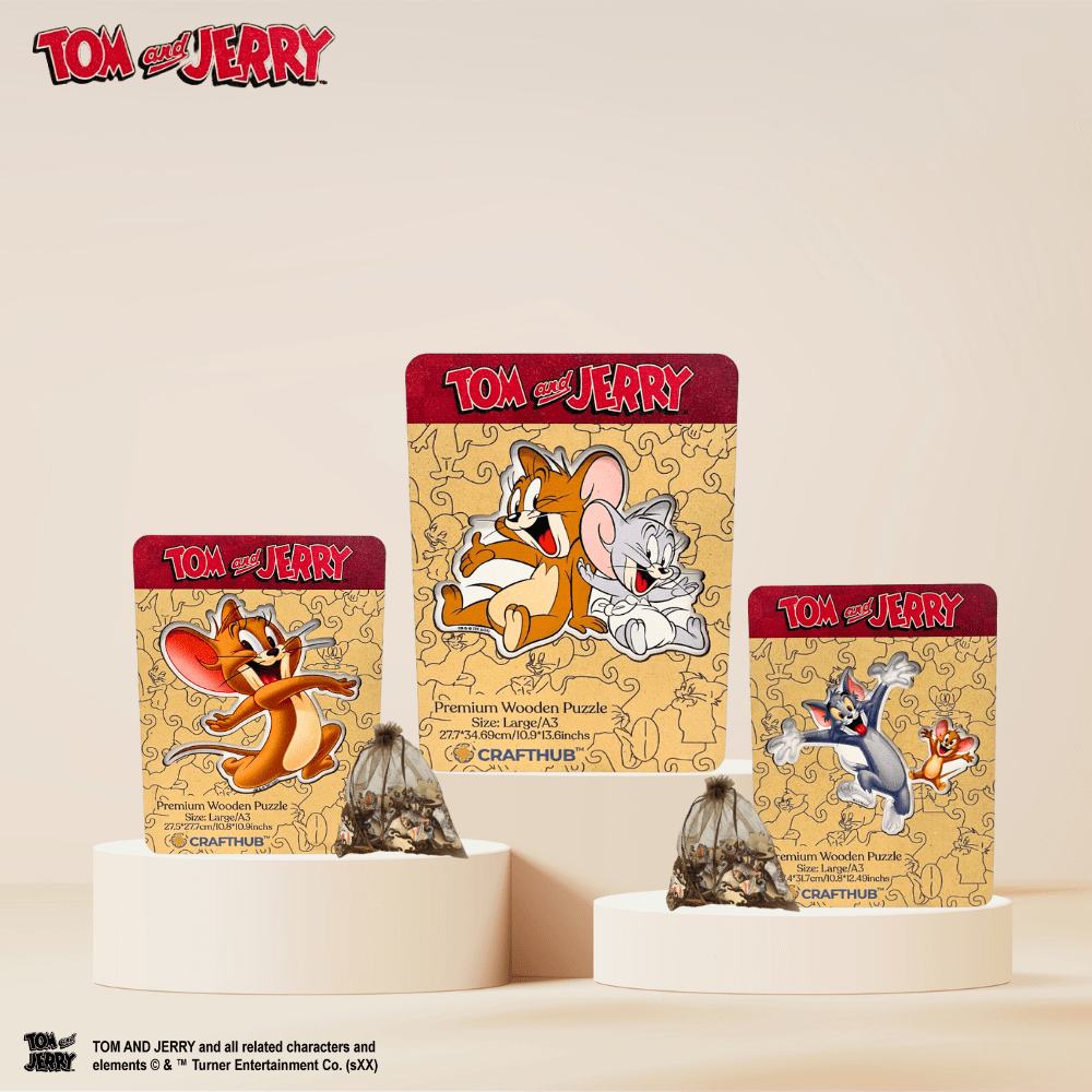 Cheerful Tom & Jerry Wooden Jigsaw Puzzle