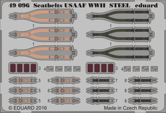 Eduard 49096 1/48 Aircraft- USAAF Steel Fighter WWII Seatbelts (Painted)