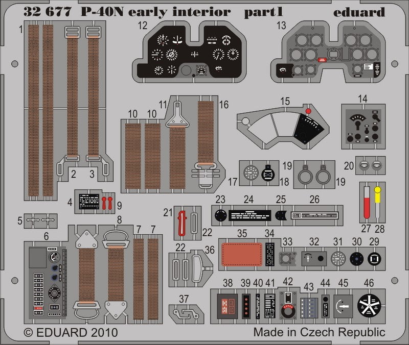 Eduard 32677 1/32 Aircraft- P40N Early Interior for HSG (Painted Self Adhesive)