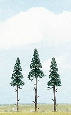 Busch 6114 A Scale Spruce Trees -- 3-15/16 x 4-1/2" 10 - 11.5cm pkg(3)
