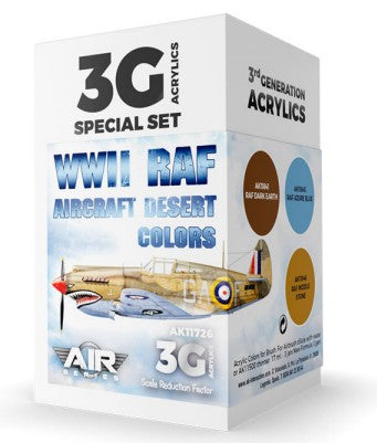 AK Interactive 11726 Air Series: WWII RAF Aircraft Desert 3G Acrylic Paint Set (