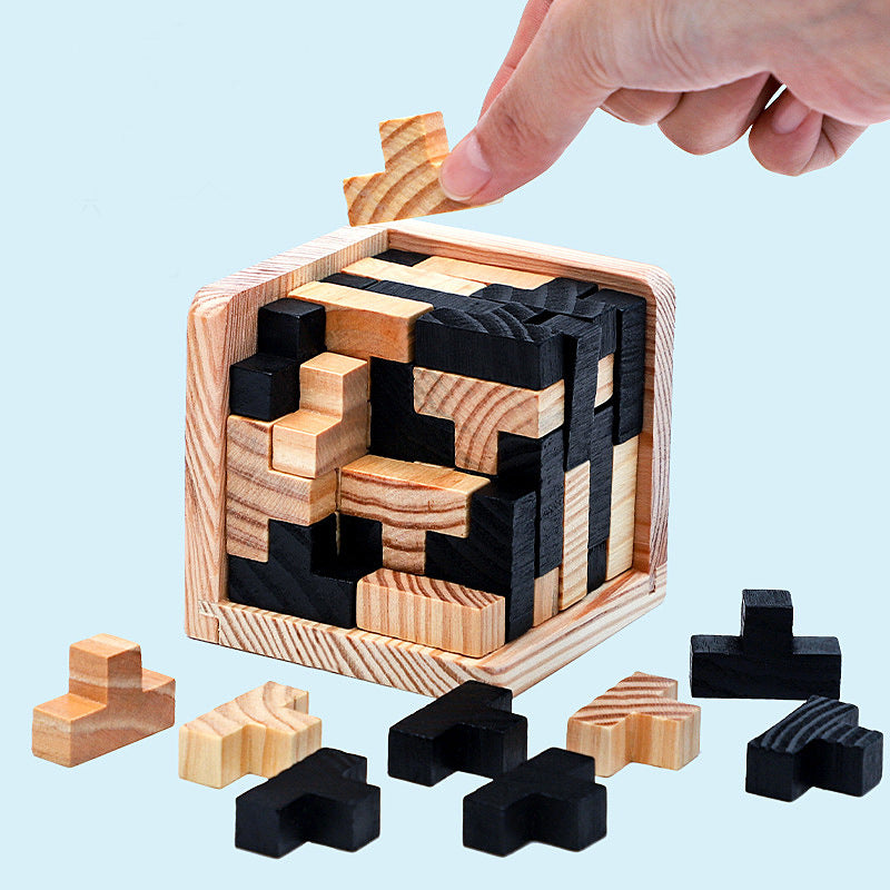 Wooden Kongming Lock Puzzle – Brain Teaser Luban Lock Educational Toy