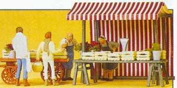 Preiser 10053 HO Scale Vendors -- Food Vendors/Cart
