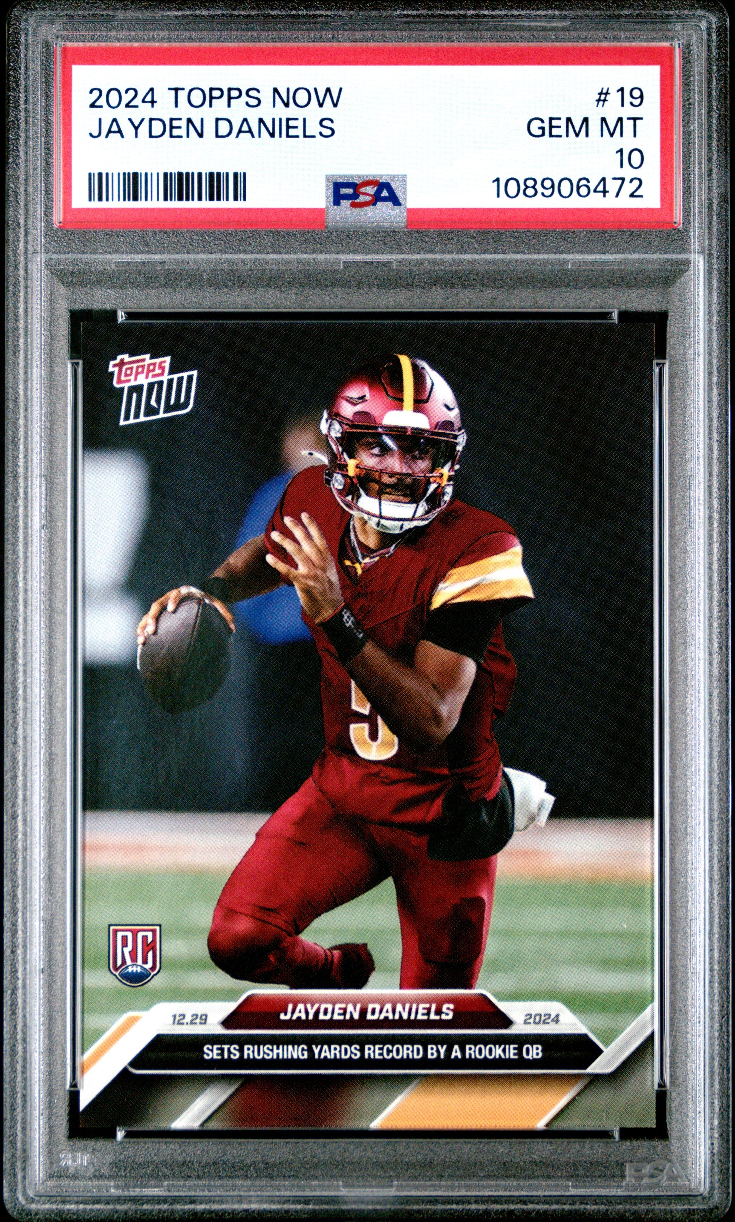 Graded 2024 Topps Now Jayden Daniels #19 Rookie RC Football Card PSA 10 Gem Mint Graded 2024 Topps Now Jayden Daniels #19 Rookie RC Football Card PSA 10 Gem Mint