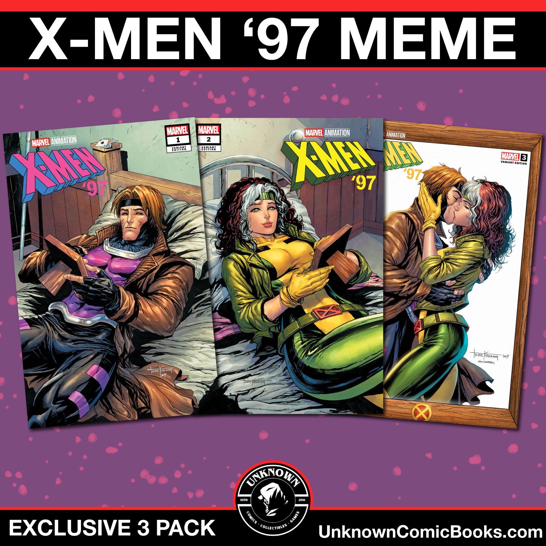 [3 PACK] X-MEN '97 #1, #2, #3 UNKNOWN COMICS TYLER KIRKHAM EXCLUSIVE VAR (05/22/2024)