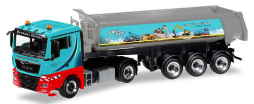 Herpa 308762 HO Scale MAN TGX Tractor with Dump Trailer - Assembled -- Schmuttermair (Full-Color Graphics, German Lettering)