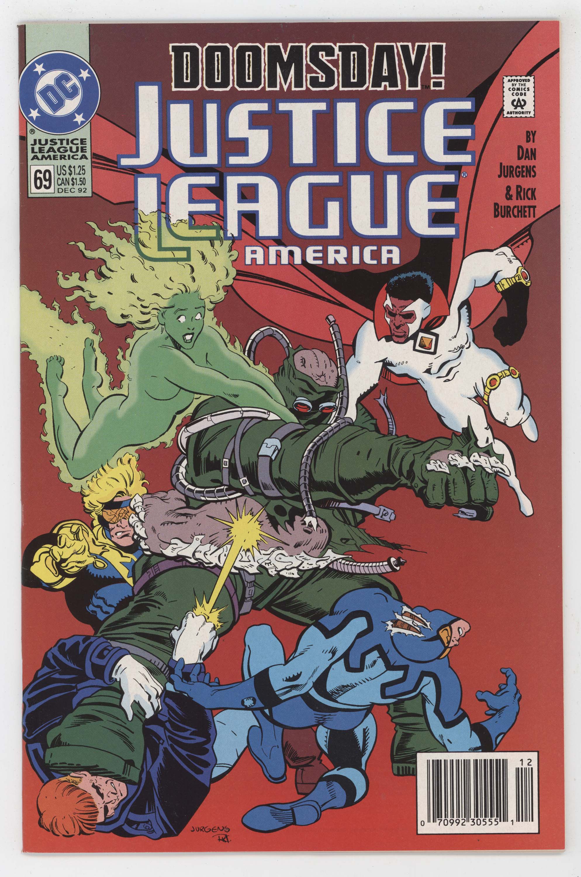 Justice League America 69 DC 1992 NM Doomsday Death Of Superman Newsstand
