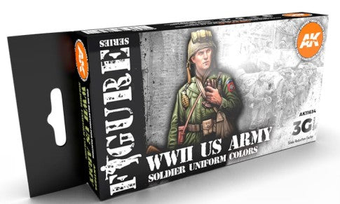 AK Interactive 11634 Figures Series: WWII US Army Uniforms 3G Acrylic Paint Set