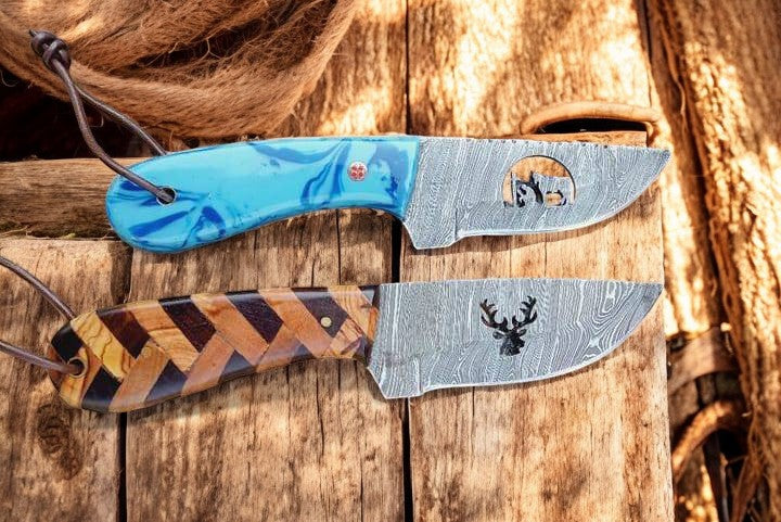 Cowboy Knives Damascus Steel Blades with Unique Wirecut Designs