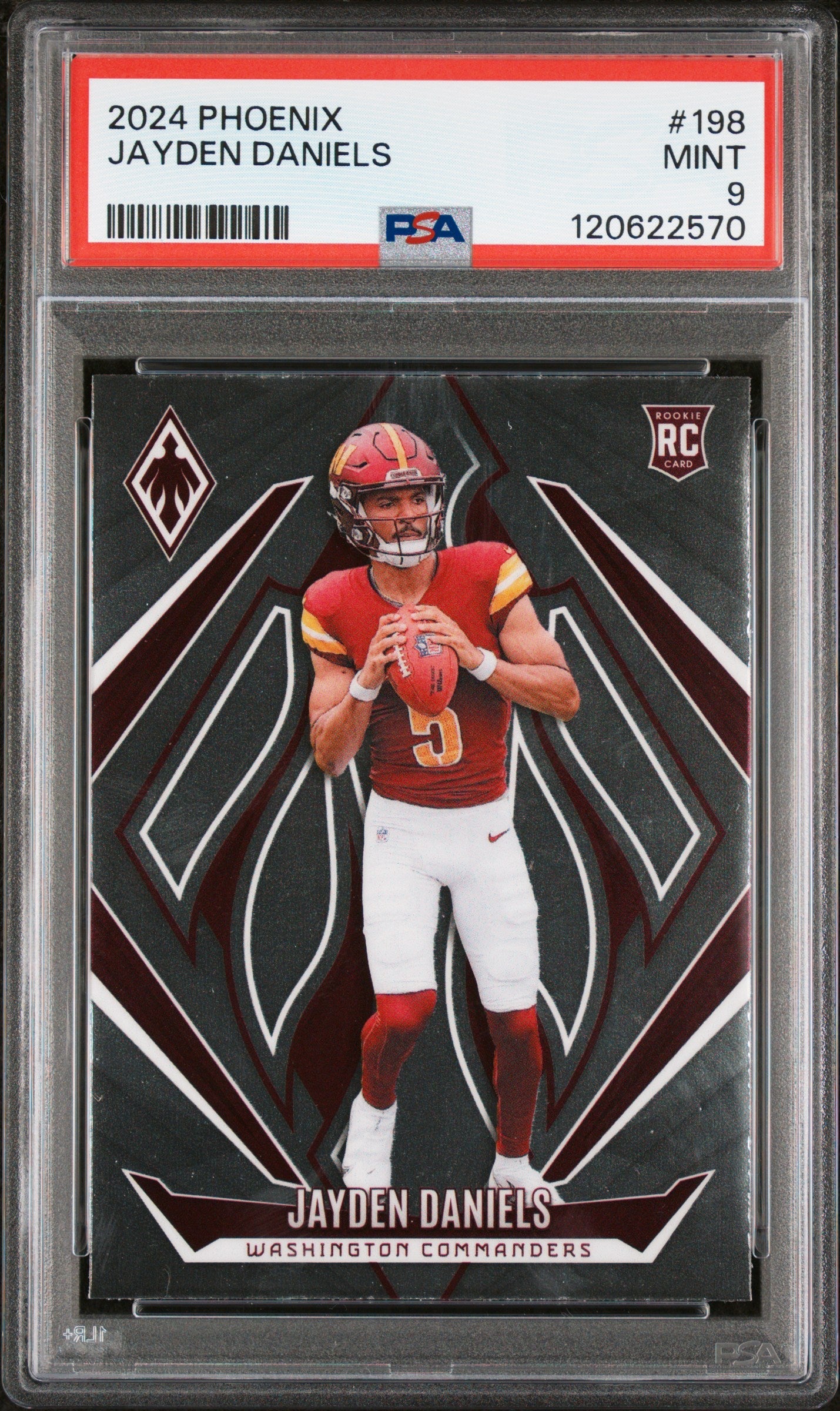graded jayden daniels rookie cards Graded 2024 Panini Phoenix Jayden Daniels #198 Rookie RC Football Card