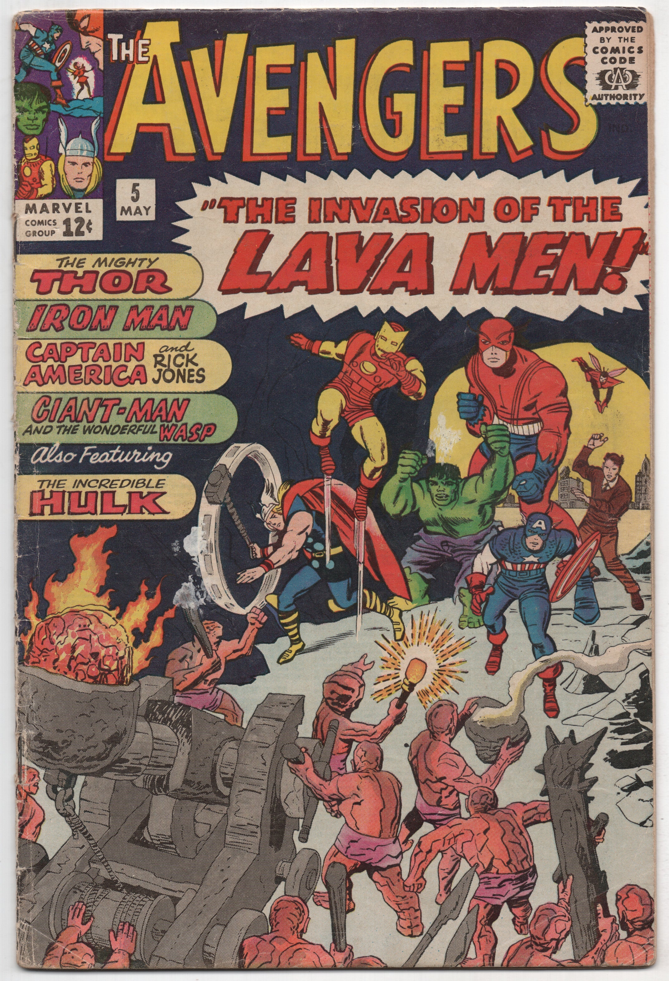 Avengers 5 Marvel 1963 VG Thor Iron Man Captain America Hulk Giant Man