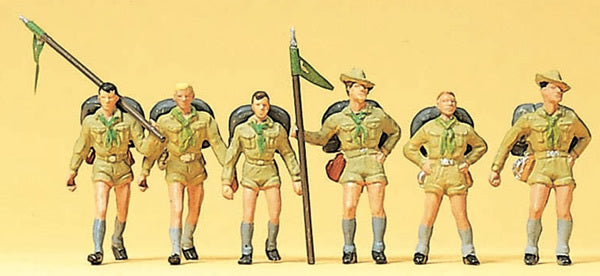 Preiser 10260 HO Scale Recreation & Sports -- Boy Scouts pkg(6)