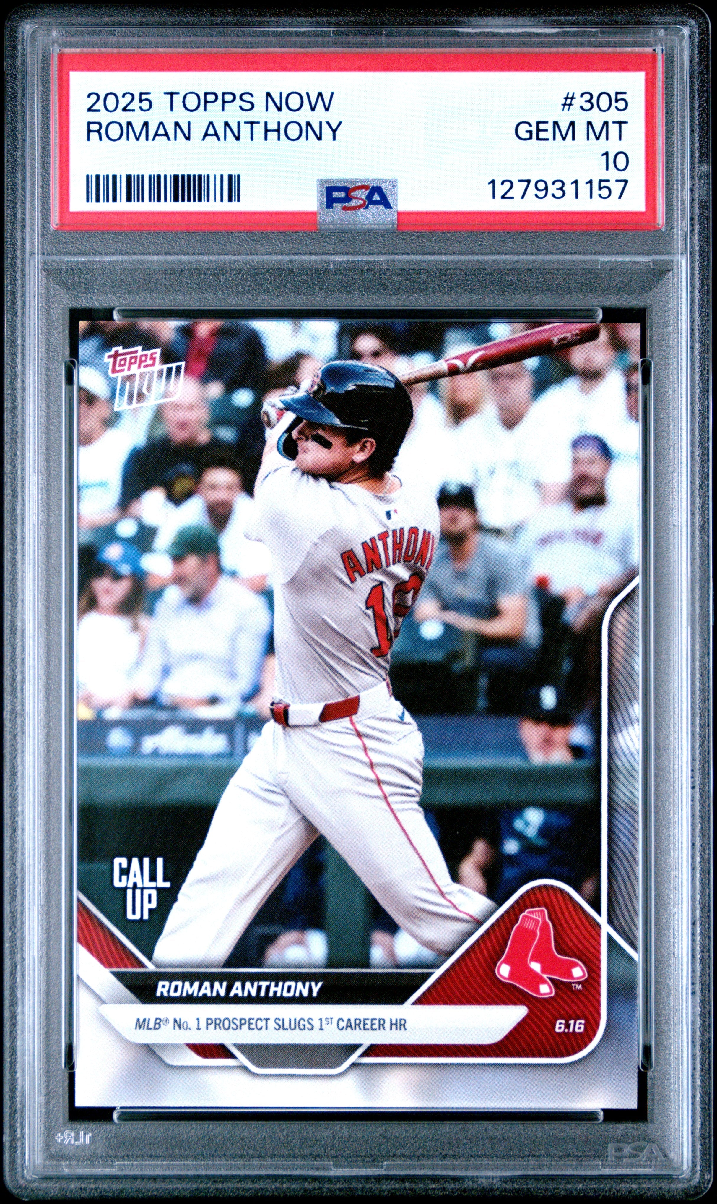 Graded 2025 Topps Now Roman Anthony #305 MLB Number 1 Prospect Slugs 1