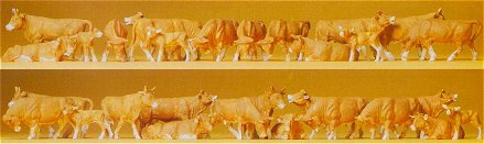 Preiser 14409 HO Scale Cows pkg(30) -- Brown & White