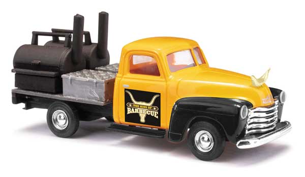 Busch 48239 HO Scale 1950 Chevy Pickup Truck with BBQ Flatbed - King of Barbecue