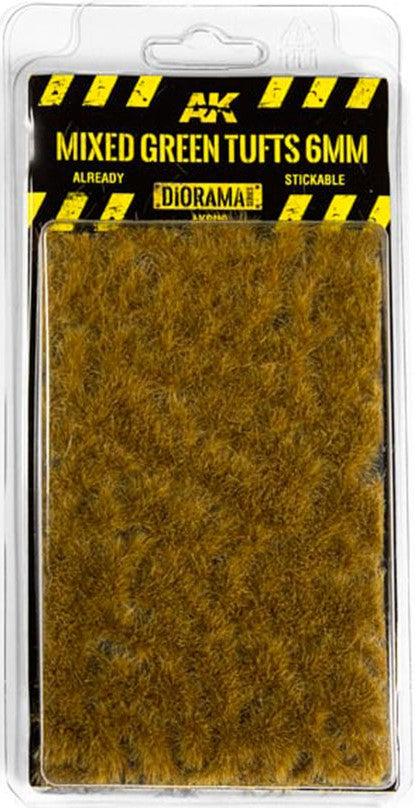 AK Interactive 8119 Diorama Series: Mixed Green Tufts 6mm (Self Adhesive)
