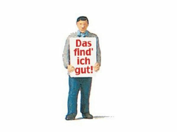 Preiser 29049 HO Scale Working People -- Man Carrying Sandwich Board Sign