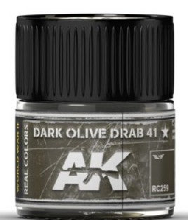 AK Interactive RC259 Real Colors: Dark Olive Drab 41 Acrylic Lacquer Paint 10ml Bottle