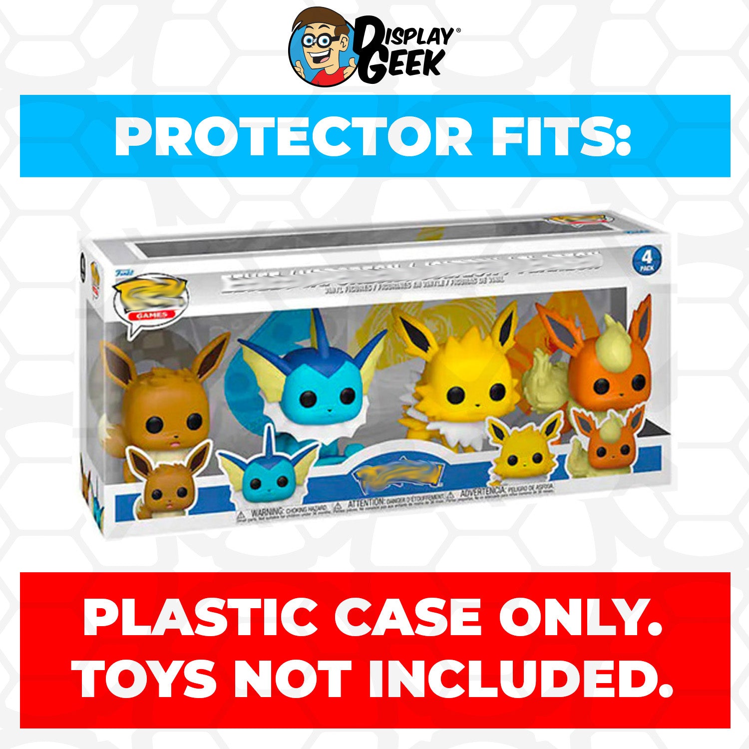 Pop Protector for 4 Pack Pokemon Eevee, Vaporeon, Jolteon & Flareon Funko Pop