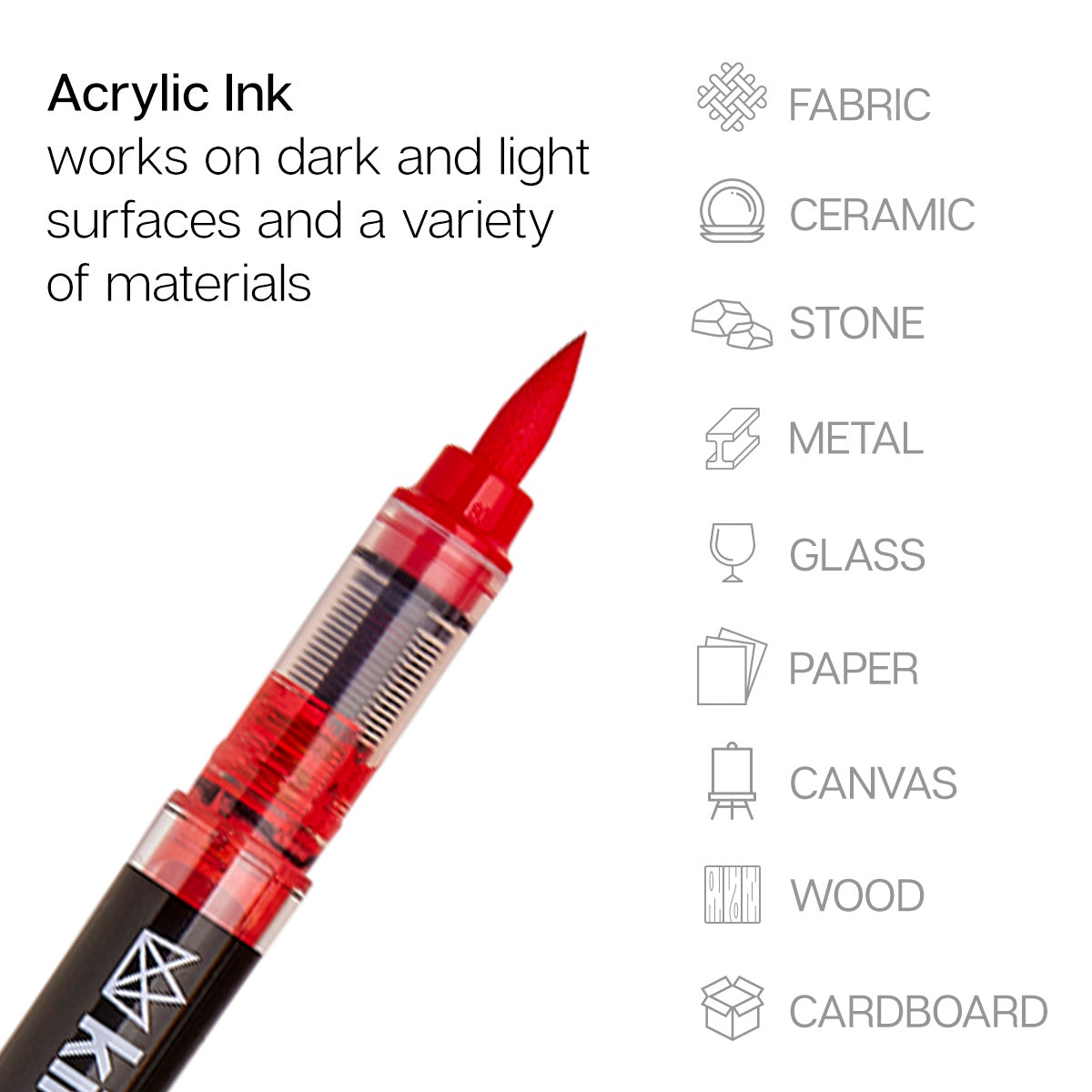 Acrylic Brush Tip Pens 12 Bright Colors