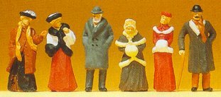 Preiser 12197 HO Scale 1900s Figures -- Passers-By Wearing Winter Clothes pkg(6)