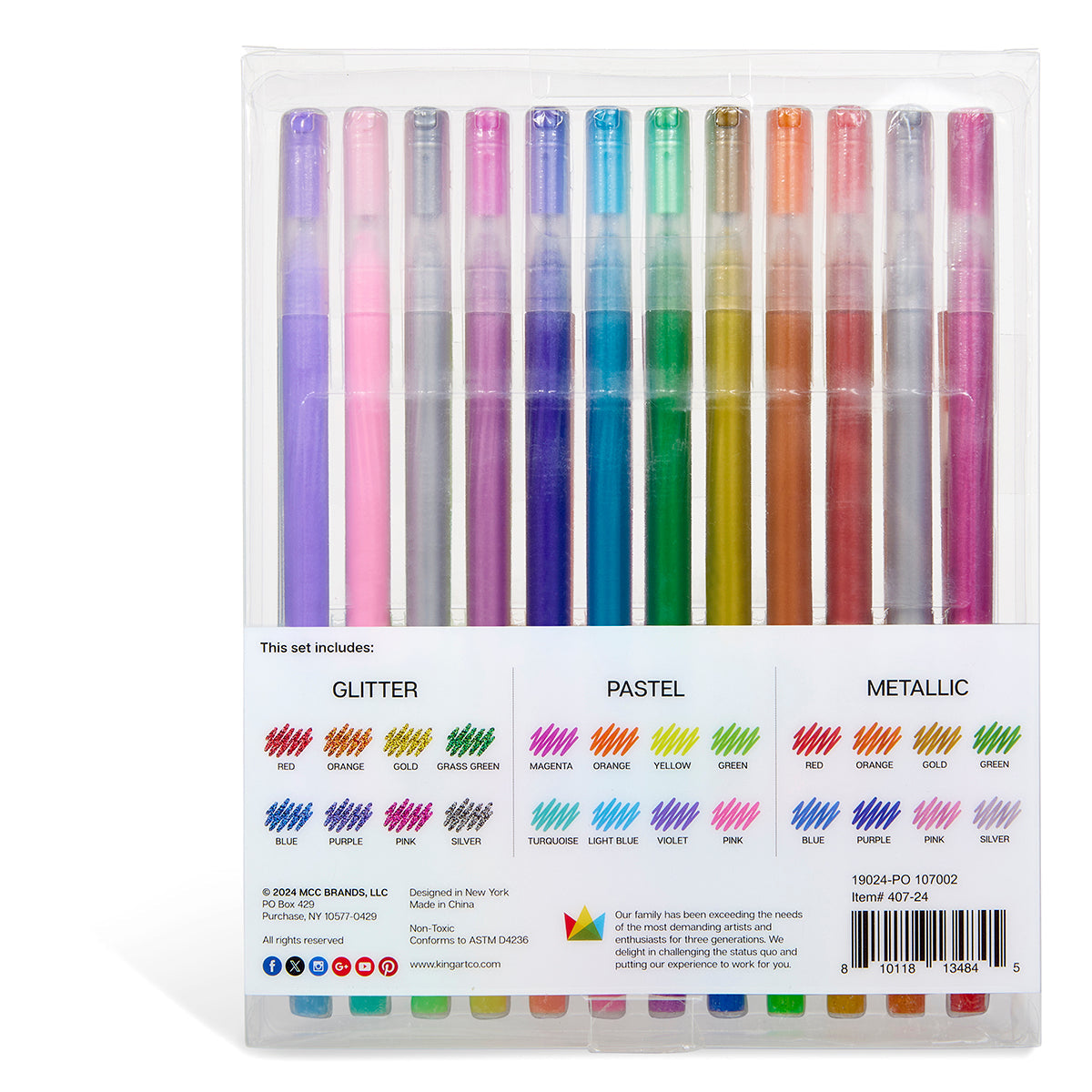 Gel Pens 24 Glitter, Metallic & Pastel Colors