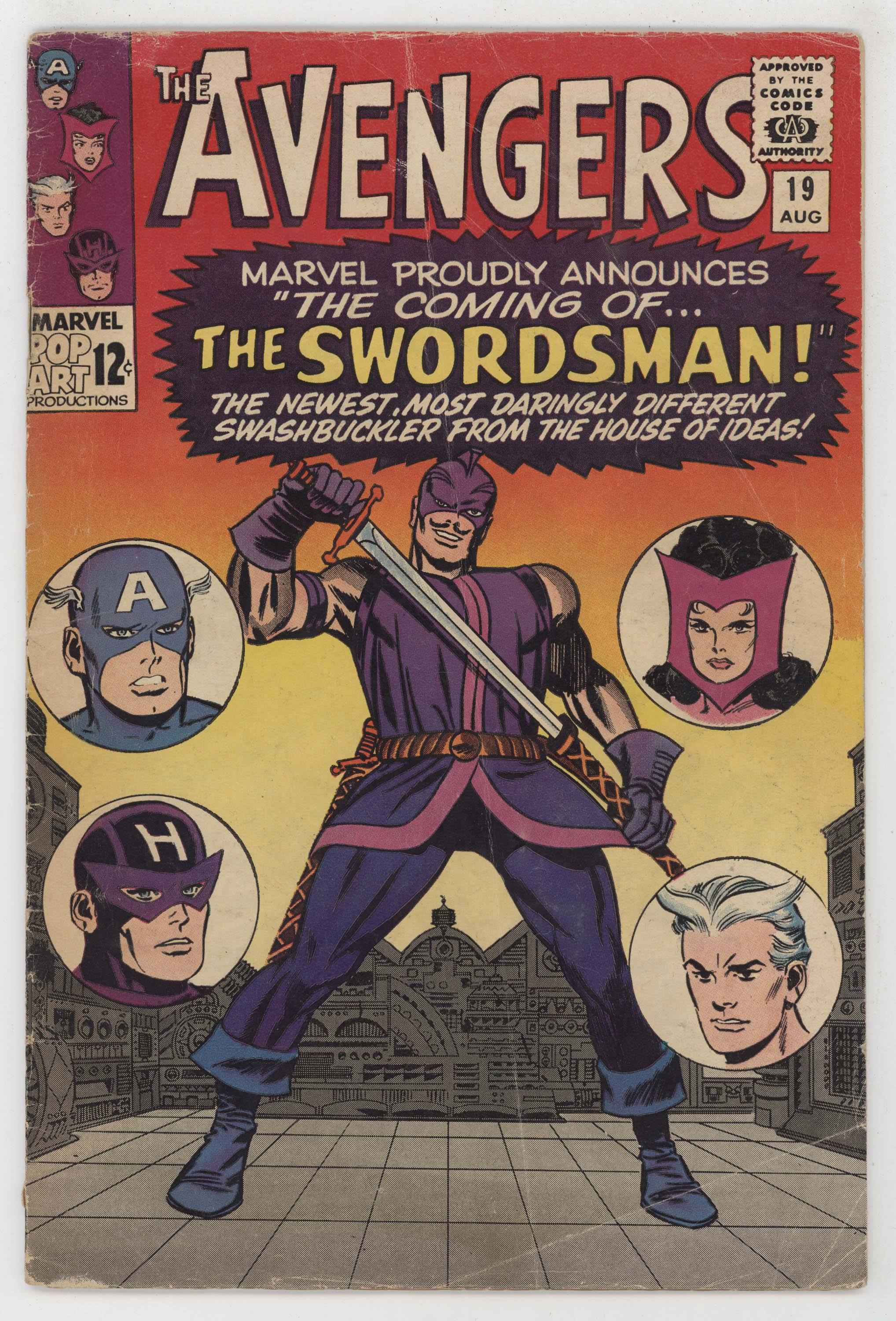 Avengers 19 Marvel 1965 VG 1st Swordsman Captain America Hawkeye