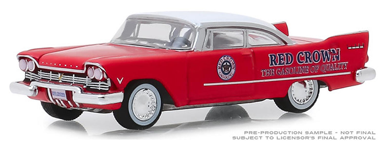 Greenlight 41090-A 1/64 Scale Red Crown - 1957 Plymouth Savoy Running on