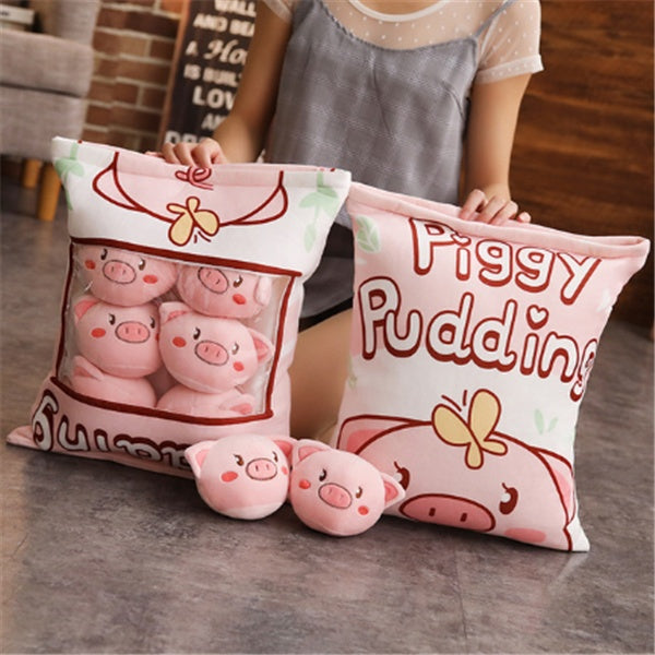 Snack Bag Plush Pillow – Soft Stuffed Toy with 8 Mini Plush Snacks