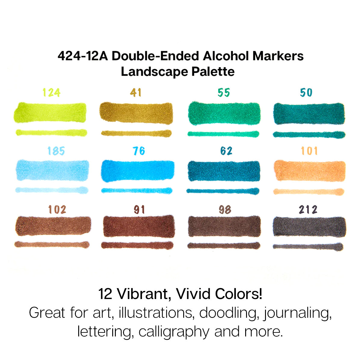 Double-Ended Alcohol Markers 12 Landscape Colors