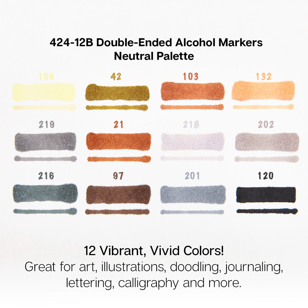 Double-Ended Alcohol Markers 12 Neutral Colors