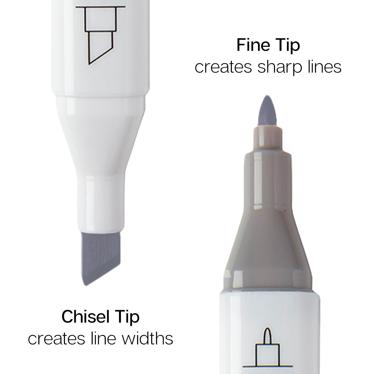 Double-Ended Alcohol Markers 24 Gray Tone Colors