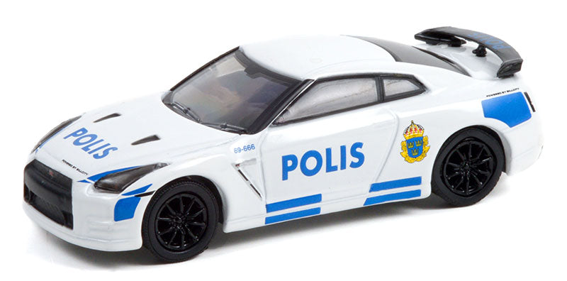 Greenlight 42980-D 1/64 Scale Stockholm Sweden Polis - 2014 Nissan GT-R R35