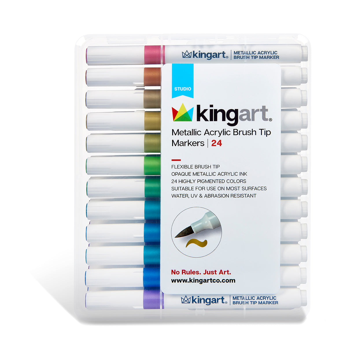 Acrylic Brush Tip Markers 24 Metallic Colors