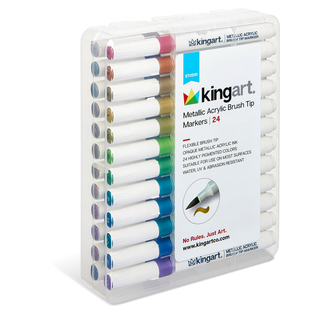 Acrylic Paint Markers, Brush Tip 24 Metallic Colors