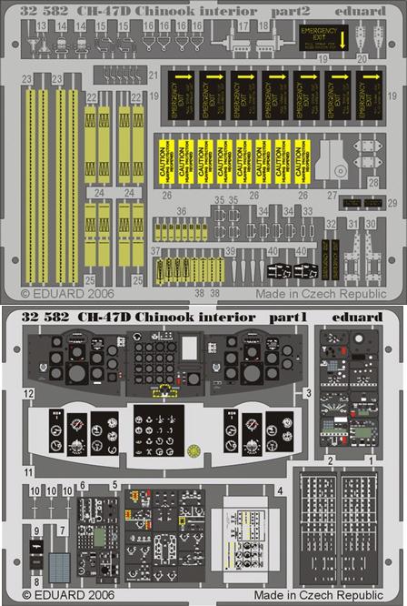 Eduard 32582 1/35 Aircraft- CH47D Chinook Interior for TSM (Painted)