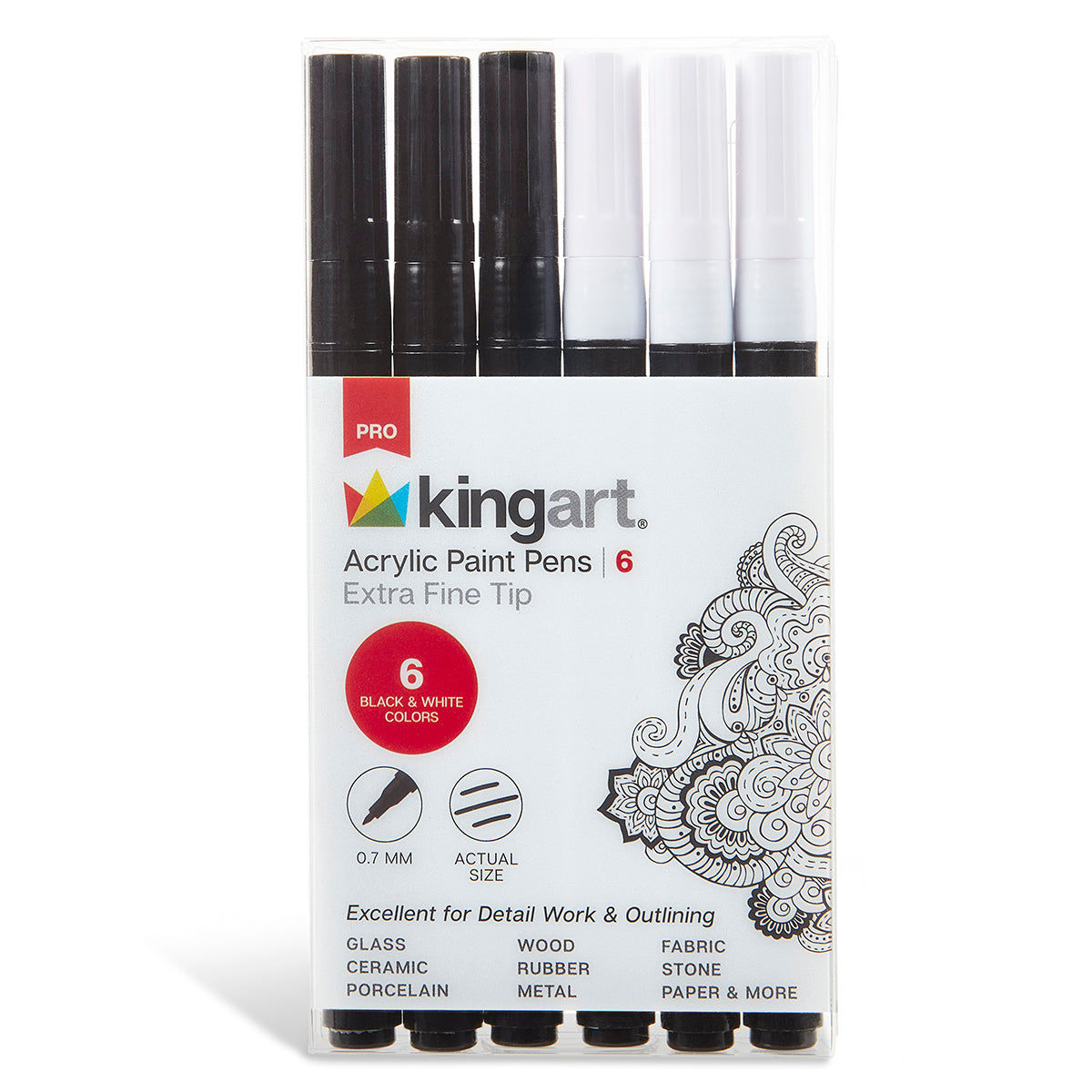 Acrylic Paint Pens Extra Fine Black & White 6 pc