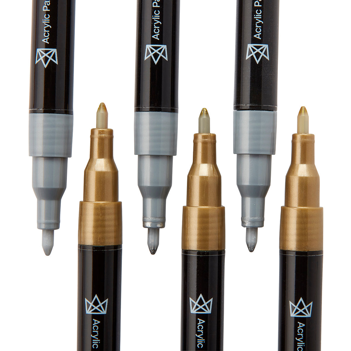 Acrylic Paint Pens Extra Fine Silver & Gold 6 pc