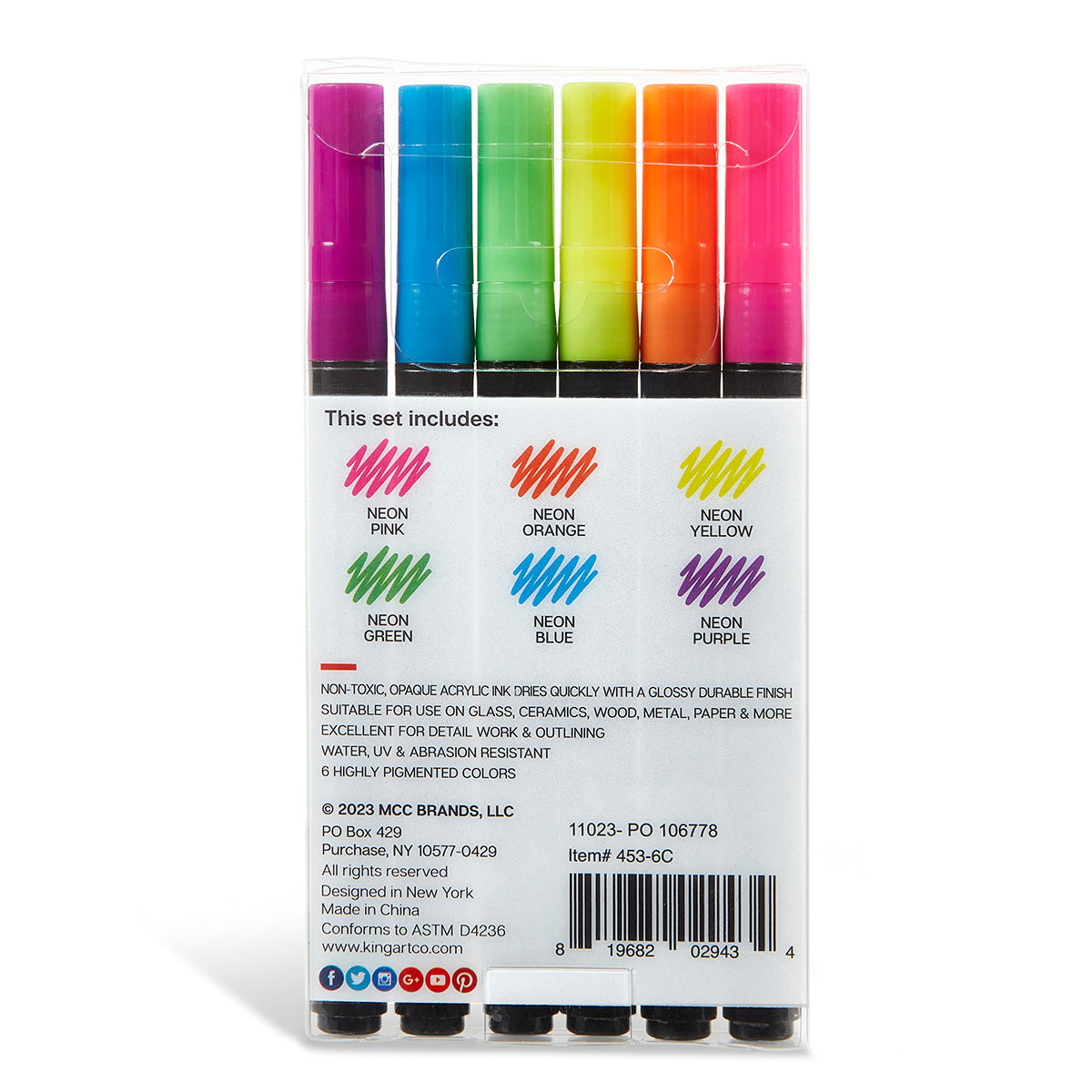Acrylic Paint Pens Extra Fine Neon Colors 6 pc