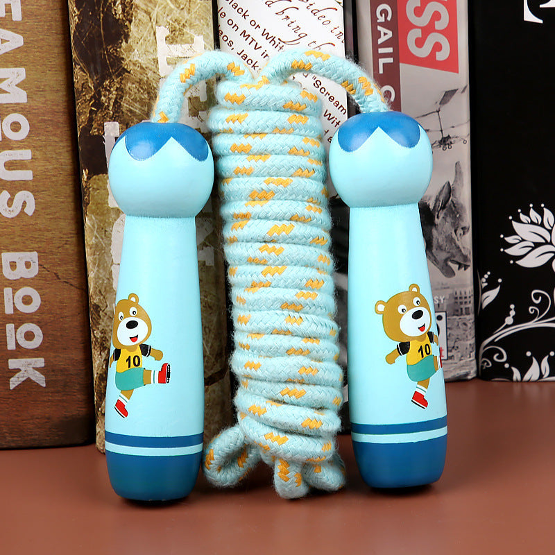 Wooden Skipping Rope for Kids – Fun Fitness Toy with Cute Cartoon Handles