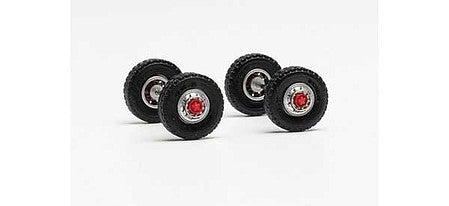 Herpa 876093 HO Scale Steel-Rim Wheelsets with Tires and Axles -- 12mm Front Tractor Tires - 2 Axles