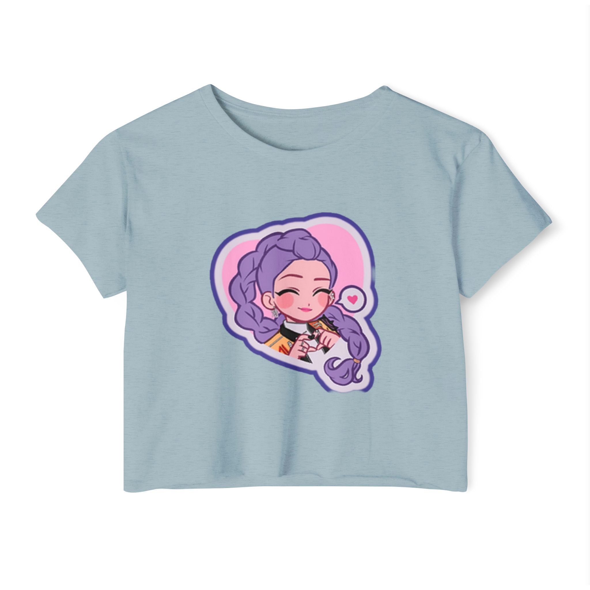 Idol style 2 Crop Top, Cute Anime Crop Top, Summer Festival Shirt, Graphic Tee for Music Festivals, Trendy Anime Apparel