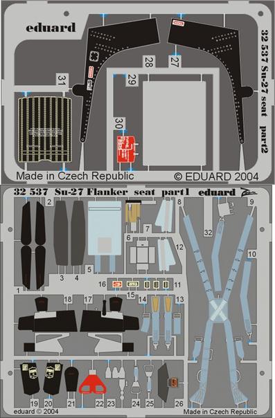 Eduard 32537 1/32 Aircraft- Su27 Flanker Seat for TSM (Painted)