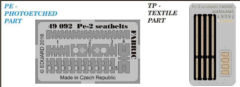 Eduard 49092 1/48 Aircraft- Pe2 Seatbelts Fabric-Type for ZVE (Painted) (D)