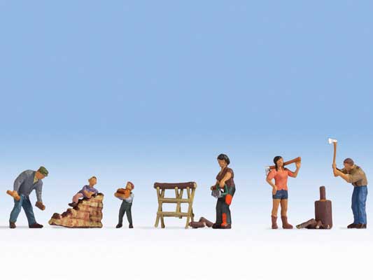 Noch 36616 N Scale Wood Cutters with Accessories -- pkg(6)