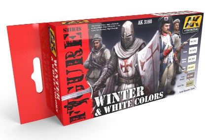 AK Interactive 3160 Figure Series: Winter & White Colors Acrylic Paint Set (6 Colors) 17ml Bottles (D)