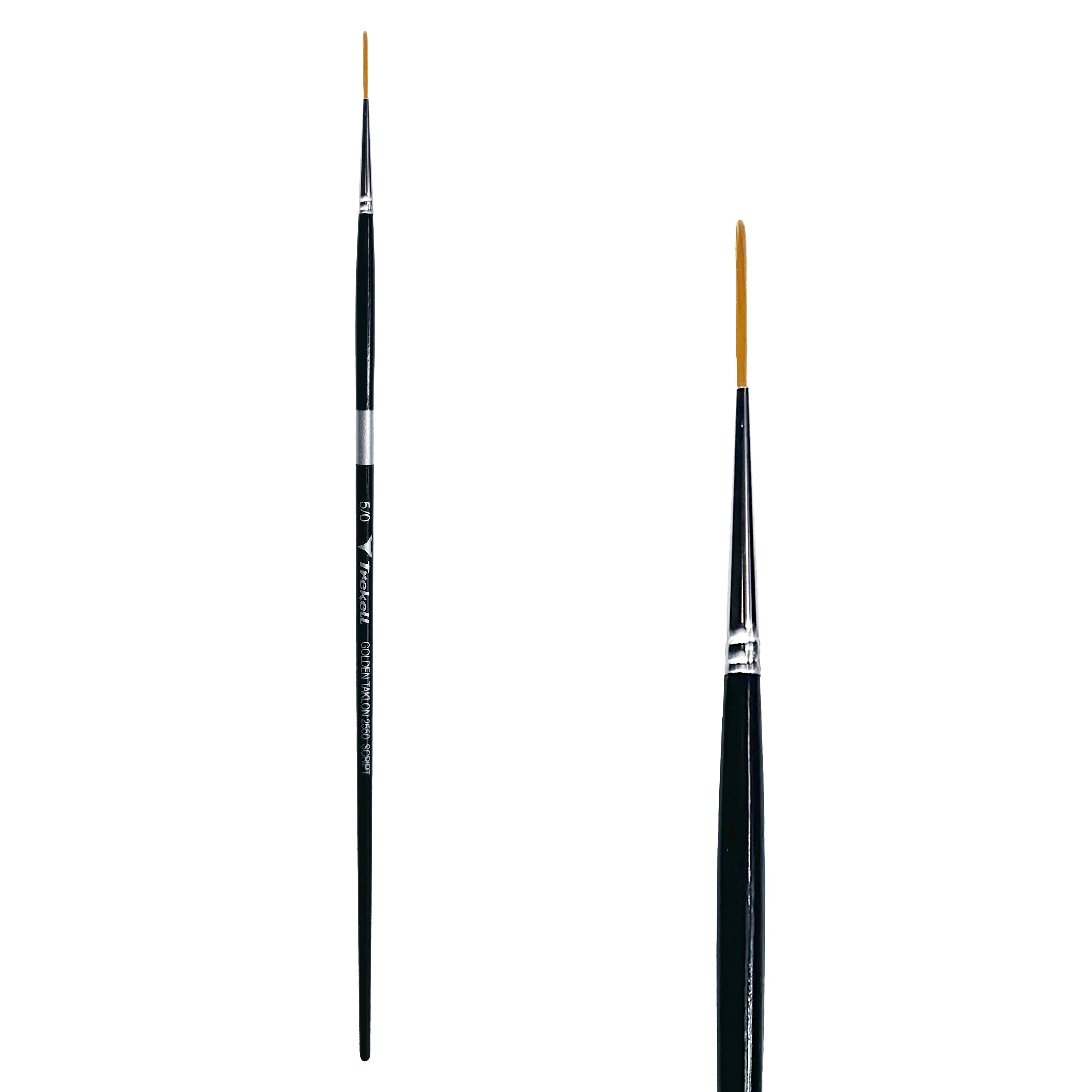 Trekell Golden Taklon Long Handle Artist Brush - Size #5/0 Script Rigger