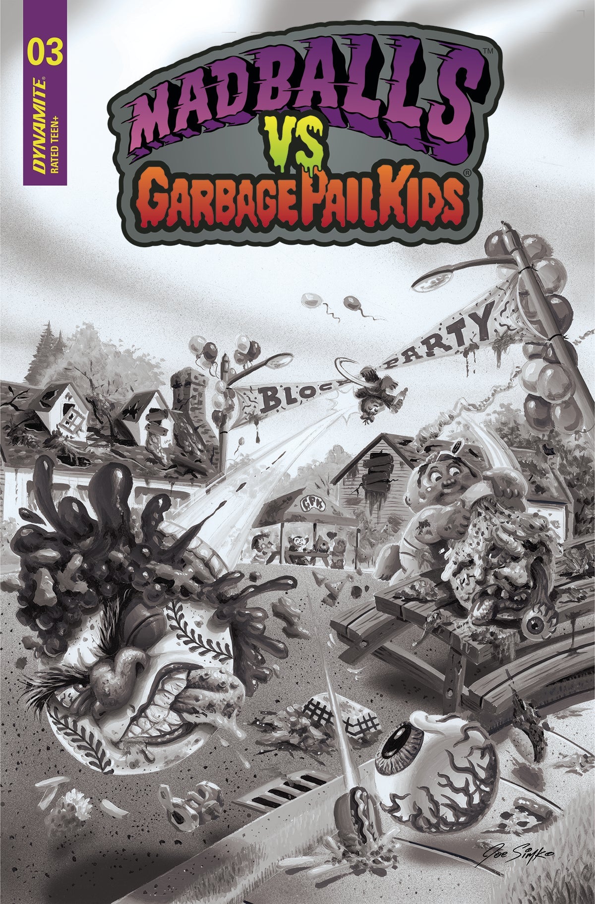 Madballs Vs Garbage Pail Kids #3 F 1:20 Joe Simko B&W Variant (09/14/2022) Dynamite