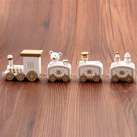 4pcs Mini Wooden Christmas Train Set – Holiday Décor Ornament Gift