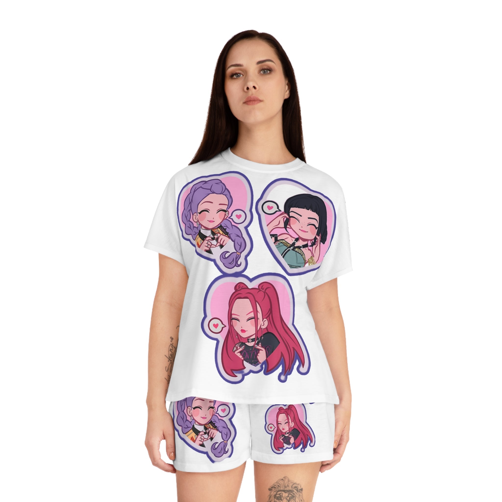Idol style Women's Short Pajama Set, Cute and Comfy Sleepwear, Perfect for Sleepovers, Anime Conventions, Gifts for Fans, Relaxation Wear